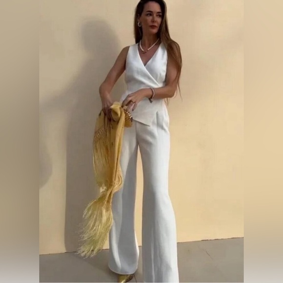Zara Pants - ZARA NWT FULL LENGTH ASYMMETRIC VEST JUMPSUIT